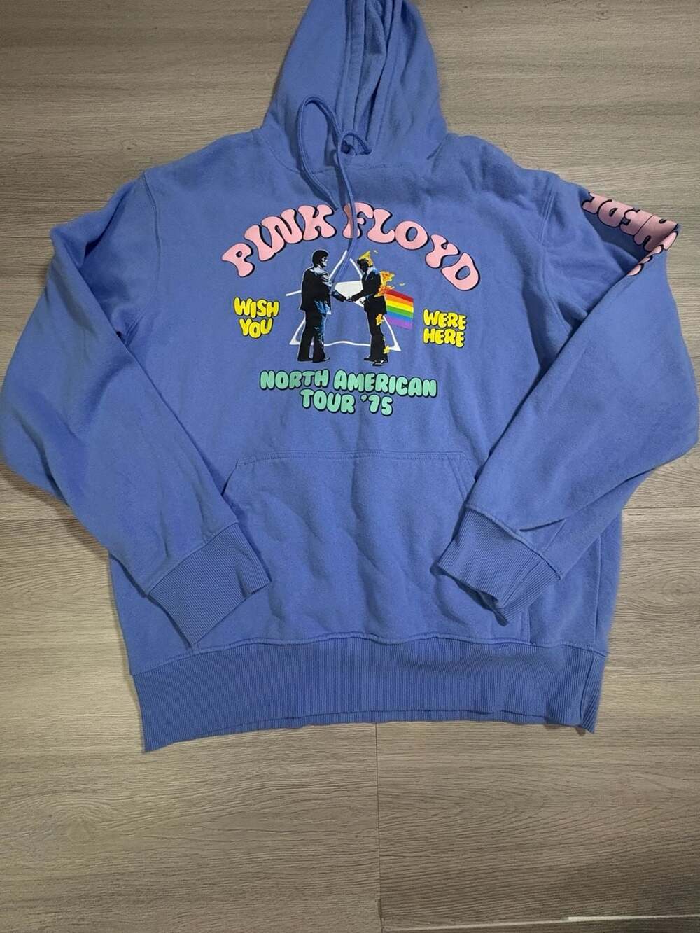 Pink Floyd Wish You Were Here North American Tour 75 Light Blue Hoodie Medium